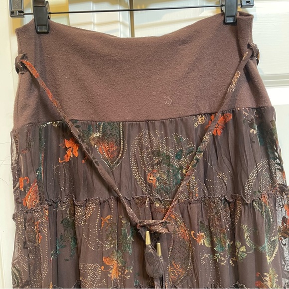 Jus D’Orange Paris Tiered Brown Boho Skirt - Picture 4 of 6